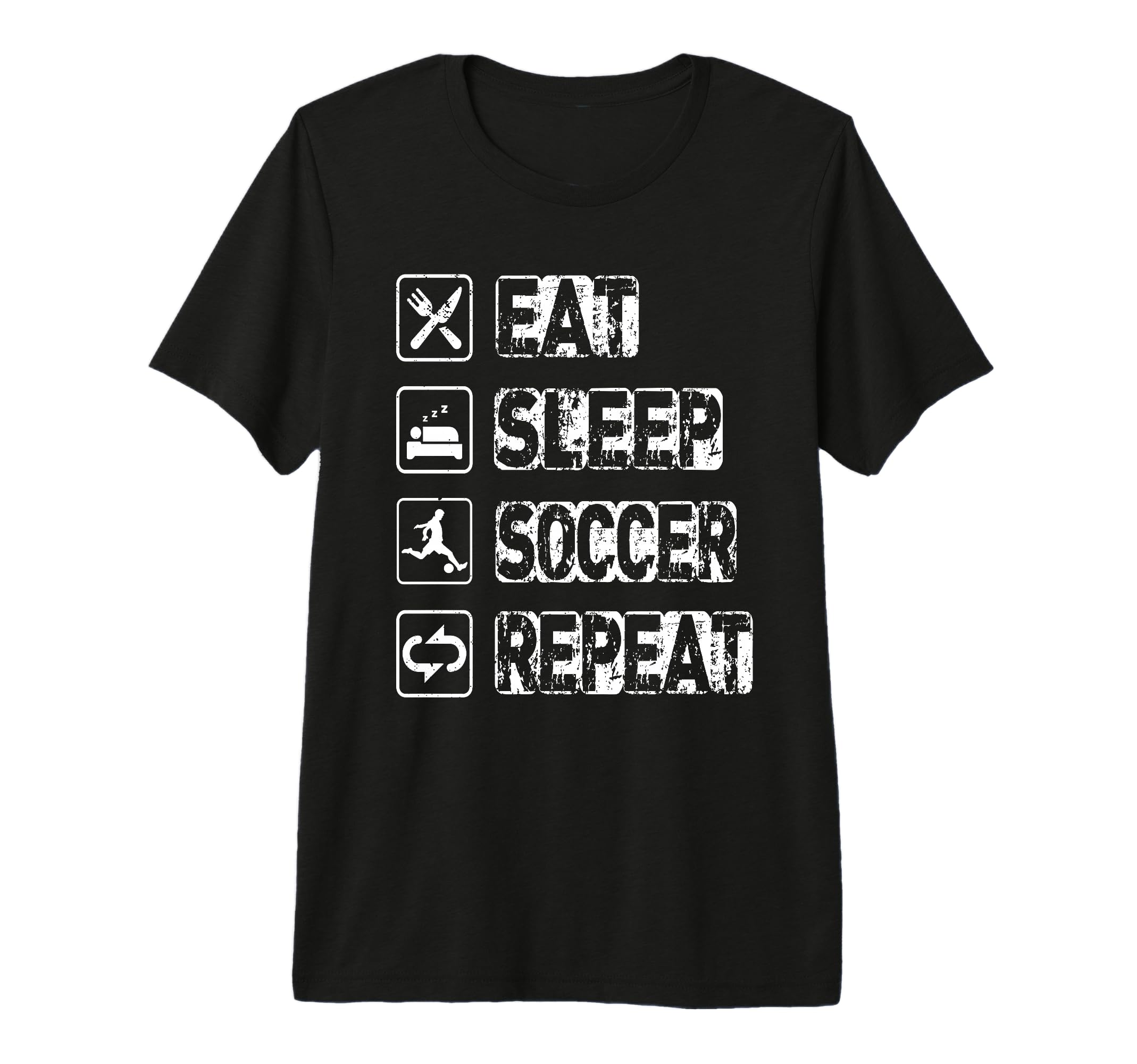 Eat Sleep Soccer Repeat Football T-Shirt - Novelty Apparel for Adults