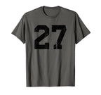 Number 27 Sport Black Distressed T-Shirt - Streetwear Style for Adults