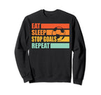 Eat Sleep Stop Goals Repeat Sweatshirt - Minimalist Print for Adults