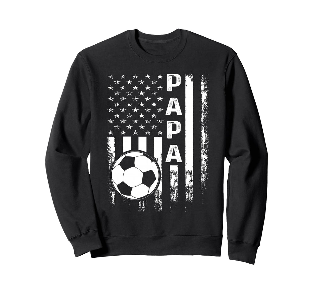 Soccer Papa American Flag Sweatshirt - Unique Graphic for Adults