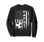 Soccer Papa American Flag Sweatshirt - Unique Graphic for Adults