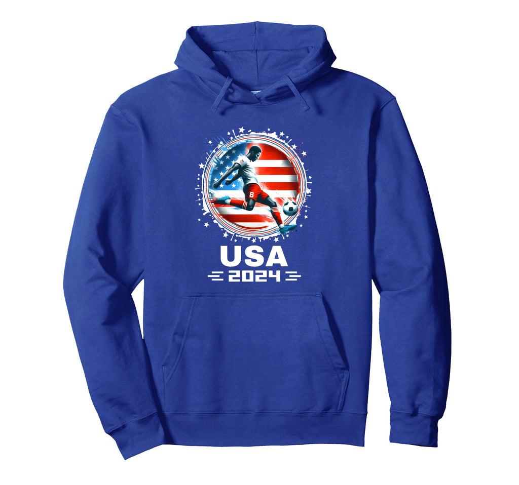 American Flag Soccer Soccer 2024 Hoodie - Novelty Apparel Men Women