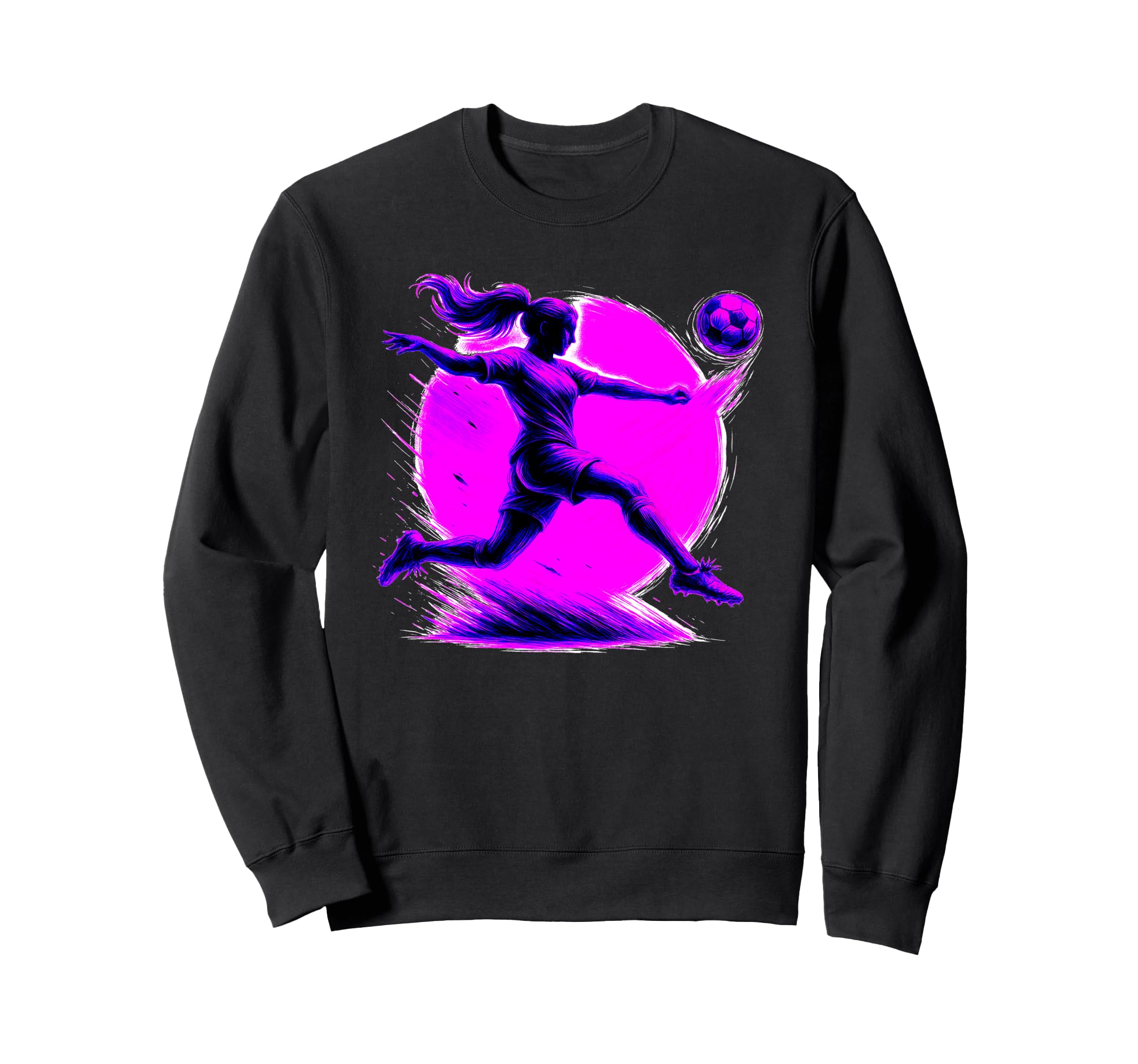 Soccer Player Powerful Kick Athletic Sweatshirt - Trendy Graphic Unisex
