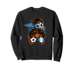 Messy Bun Hair Brown Skin Soccer Sweatshirt - Streetwear Style Unisex