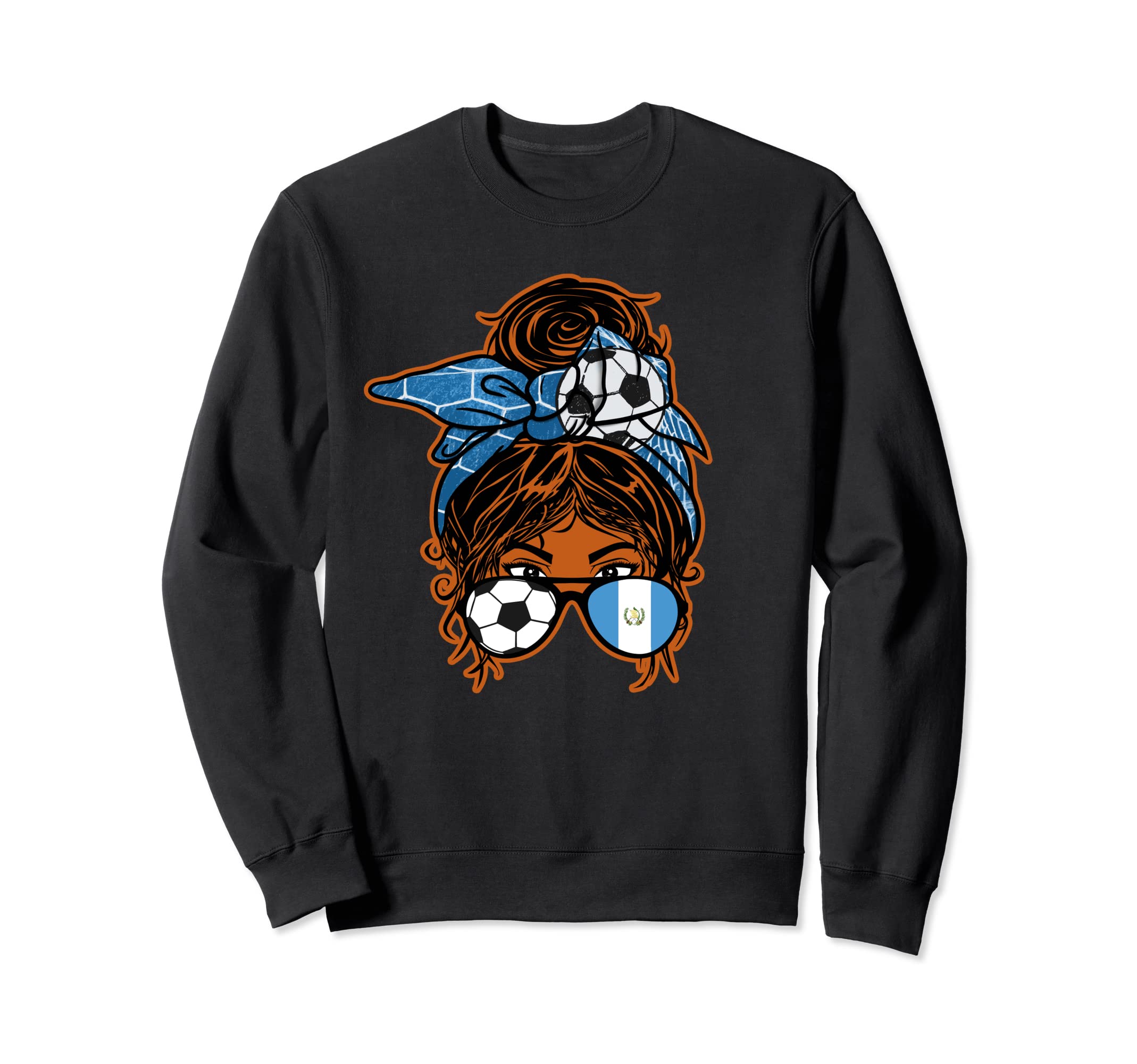 Messy Bun Hair Brown Skin Soccer Sweatshirt - Streetwear Style Unisex