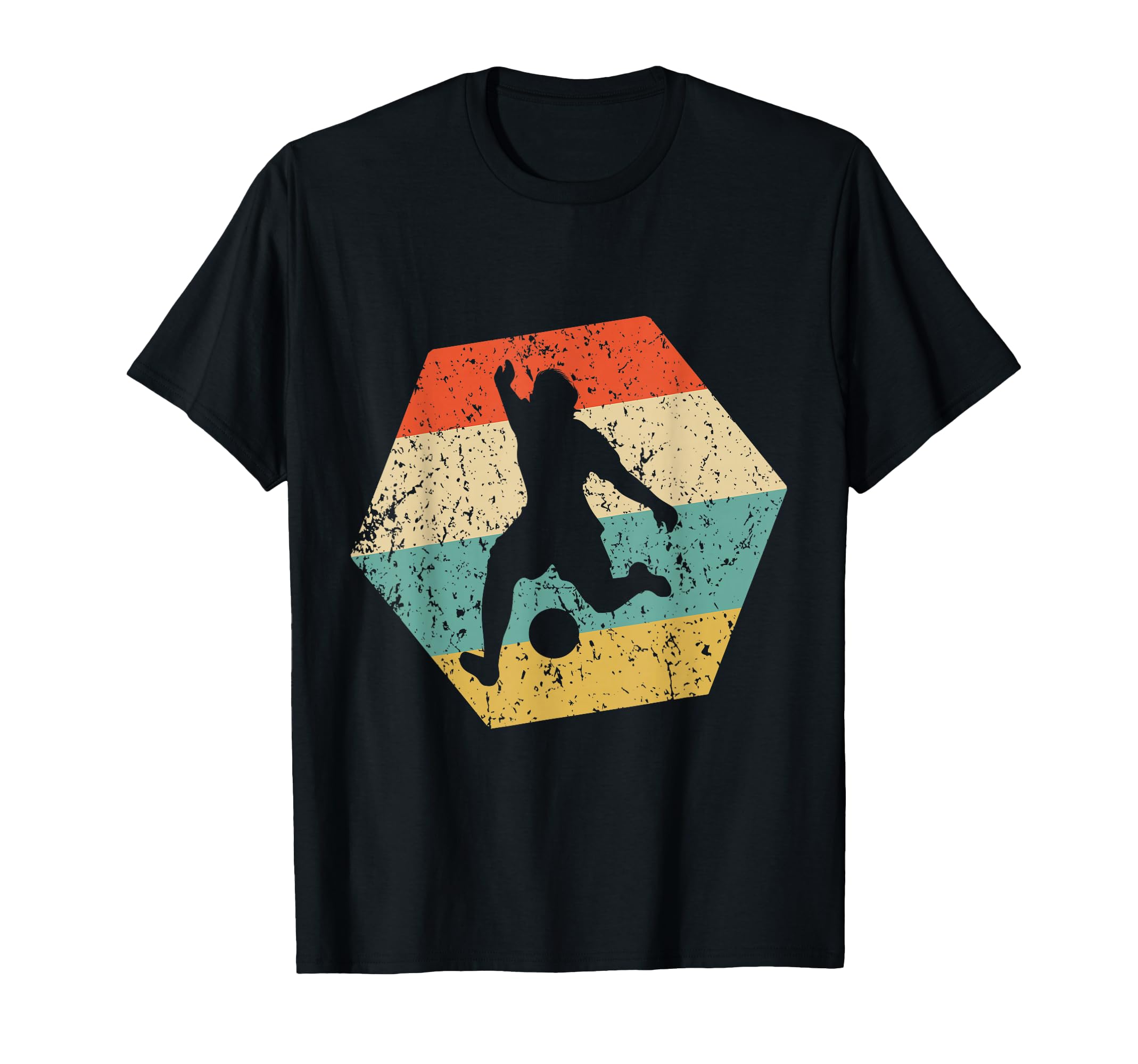Soccer Distressed Hexagon Bicycle Kick T-Shirt - Unique Graphic for Adults