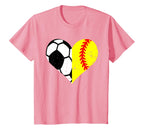 Soccer Softball Heart Funny Soccer T-Shirt - Trendy Graphic Unisex