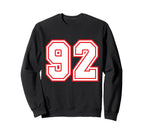Number 92 Red Varsity Favorite Sweatshirt - Trendy Graphic for Adults