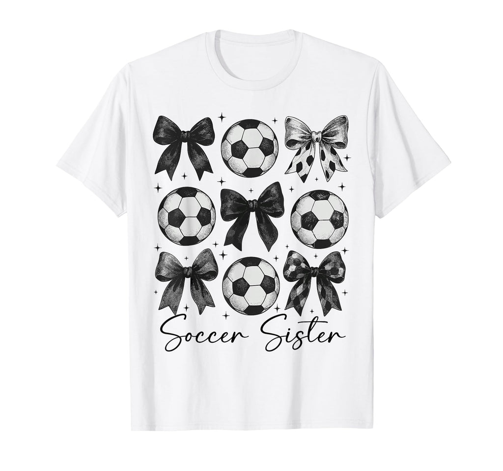 Soccer Sister Funny Coquette Bow T-Shirt - Casual Everyday Wear for Adults