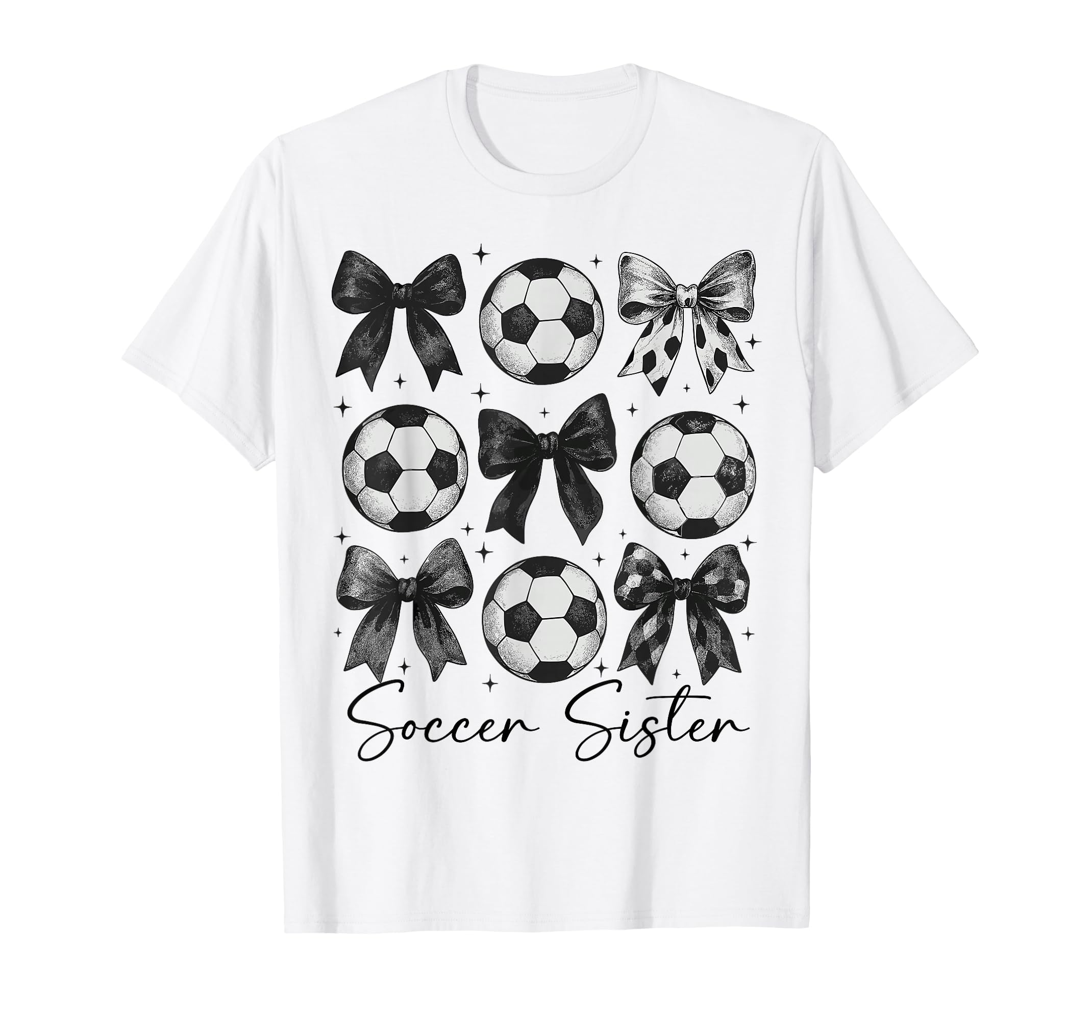 Soccer Sister Funny Coquette Bow T-Shirt - Casual Everyday Wear for Adults