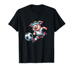 Football Pig Mascot Playing T-Shirt - Casual Everyday Wear Men Women