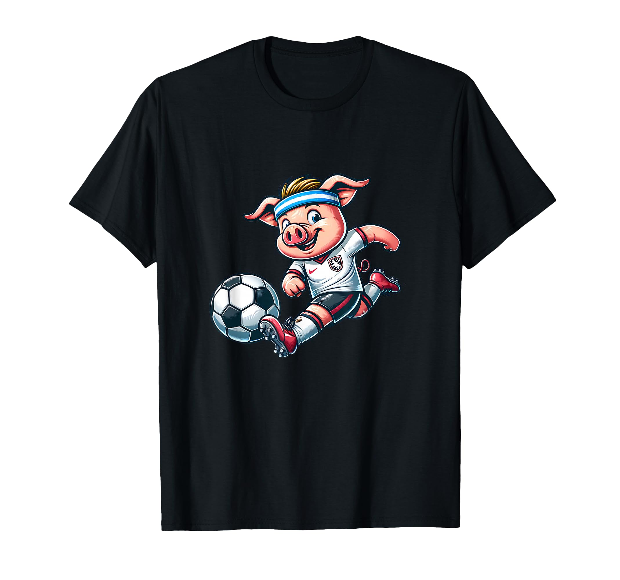 Football Pig Mascot Playing T-Shirt - Casual Everyday Wear Men Women