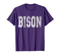 Bison Mascot Distressed School Sports T-Shirt - Minimalist Print Men Women