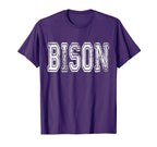 Bison Mascot Distressed School Sports T-Shirt - Minimalist Print Men Women