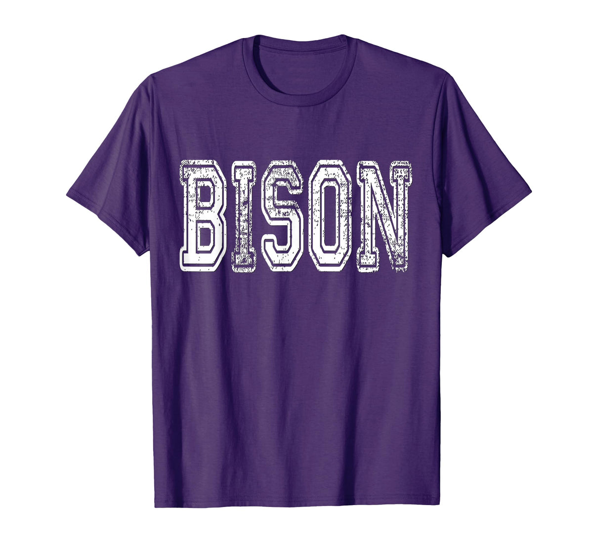 Bison Mascot Distressed School Sports T-Shirt - Minimalist Print Men Women