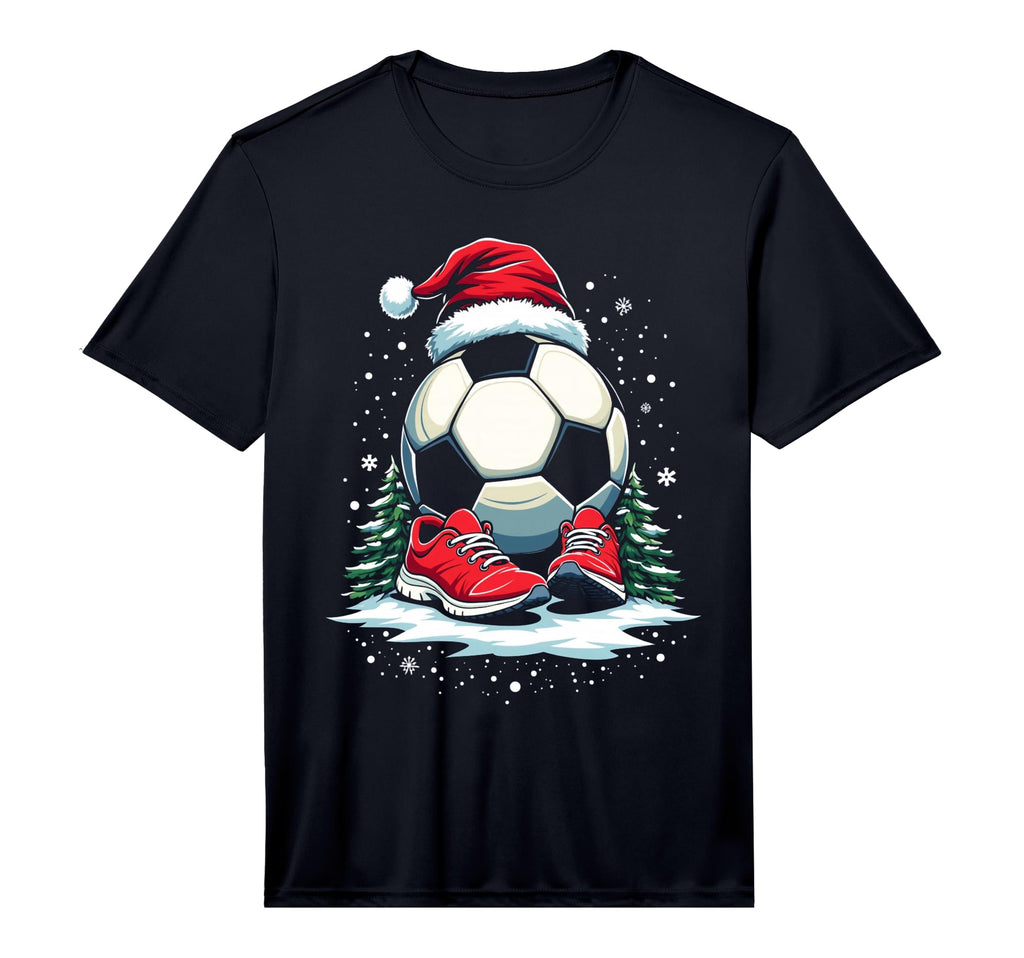 Soccer Ball Santa Hat Funny Soccer T-Shirt - Novelty Apparel for Adults