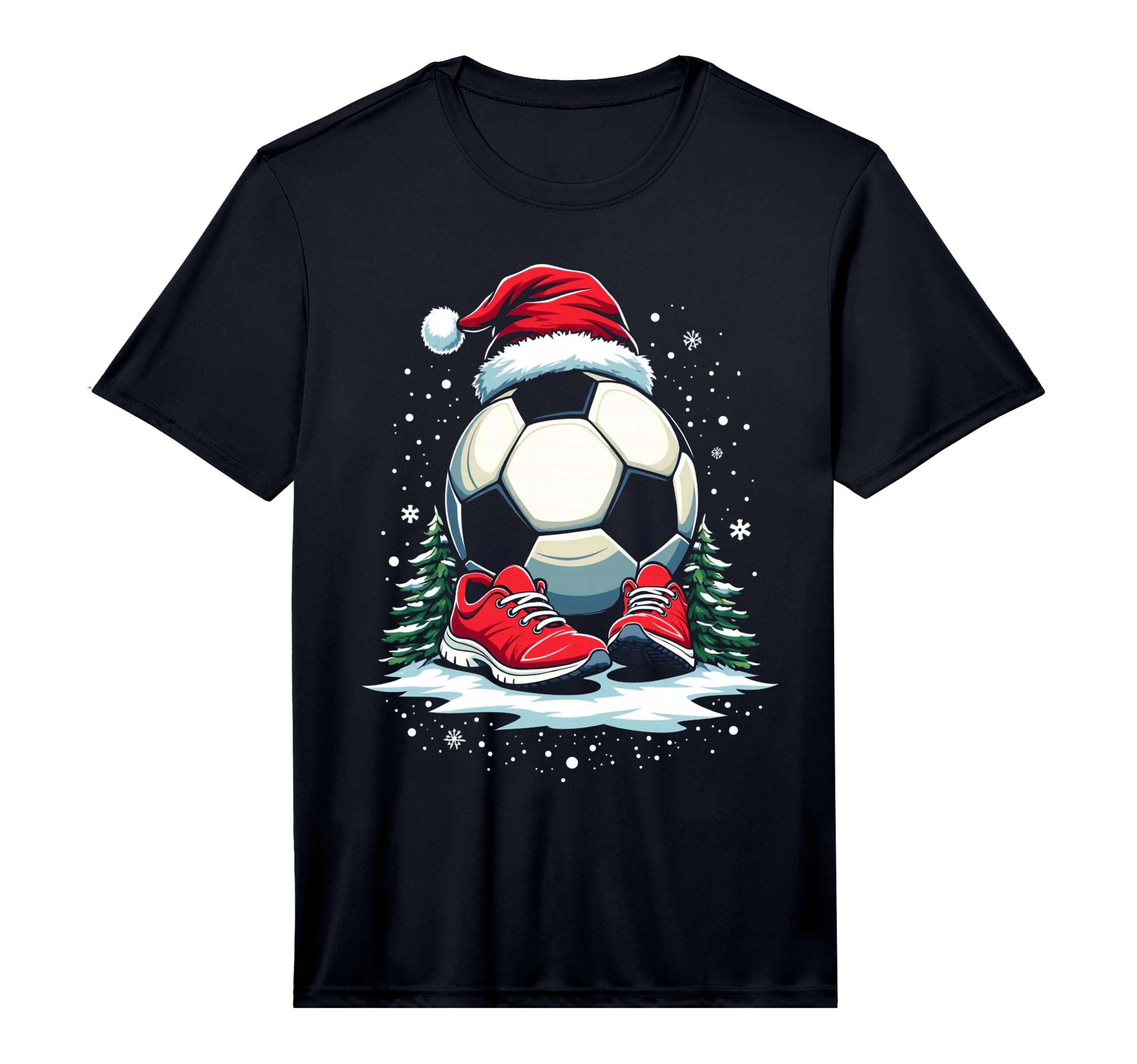 Soccer Ball Santa Hat Funny Soccer T-Shirt - Novelty Apparel for Adults