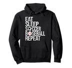Eat Sleep Soccer Baseball Repeat Hoodie - Fun Novelty Design for Adults