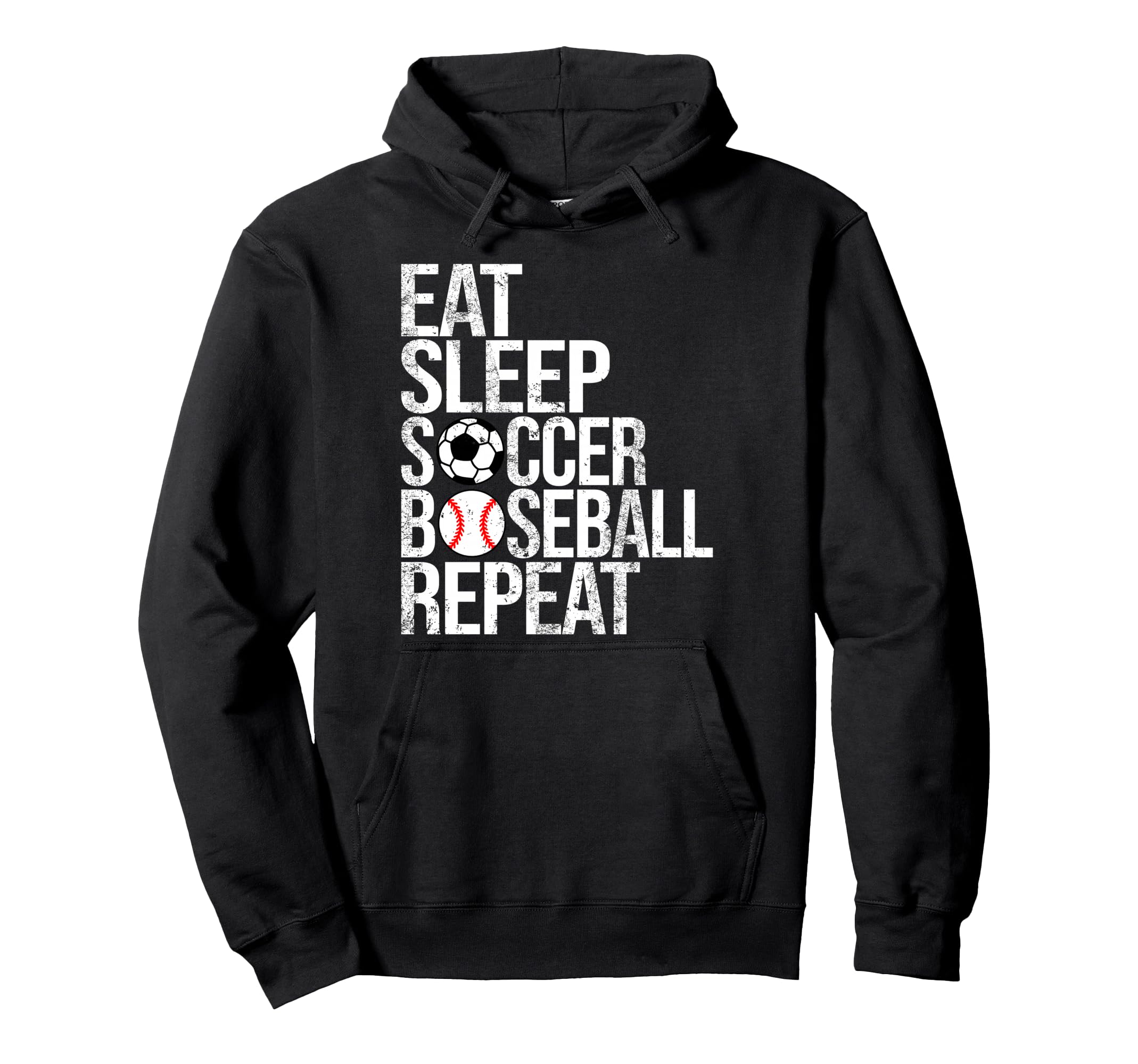 Eat Sleep Soccer Baseball Repeat Hoodie - Fun Novelty Design for Adults