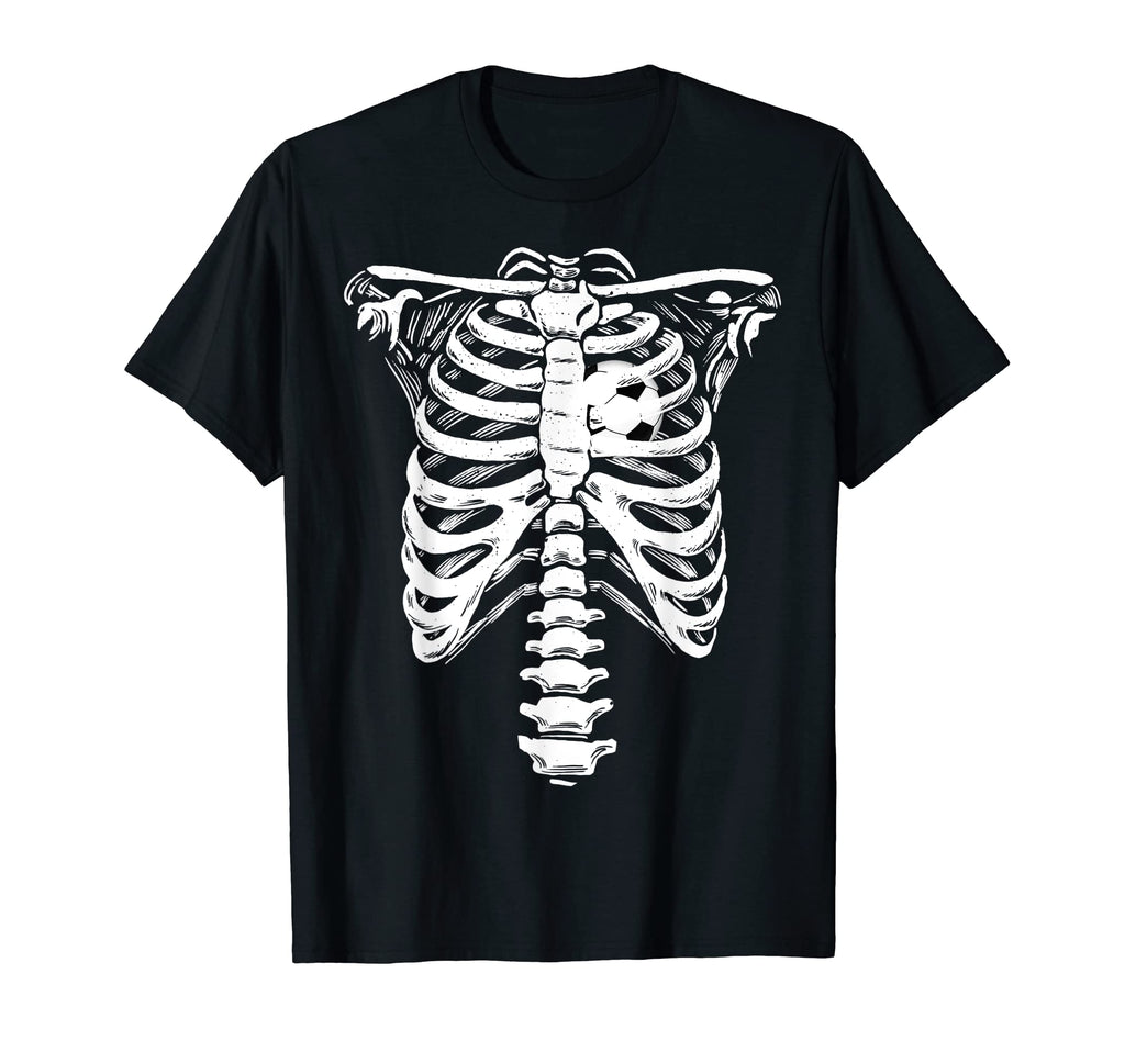 Soccer Heart Skeleton Rib Cage T-Shirt - Minimalist Print Men Women