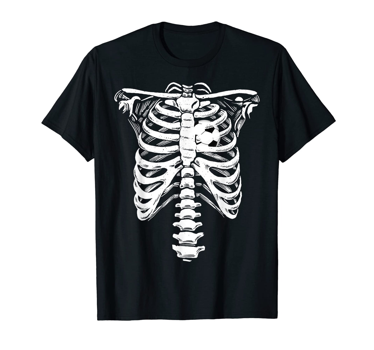Soccer Heart Skeleton Rib Cage T-Shirt - Minimalist Print Men Women