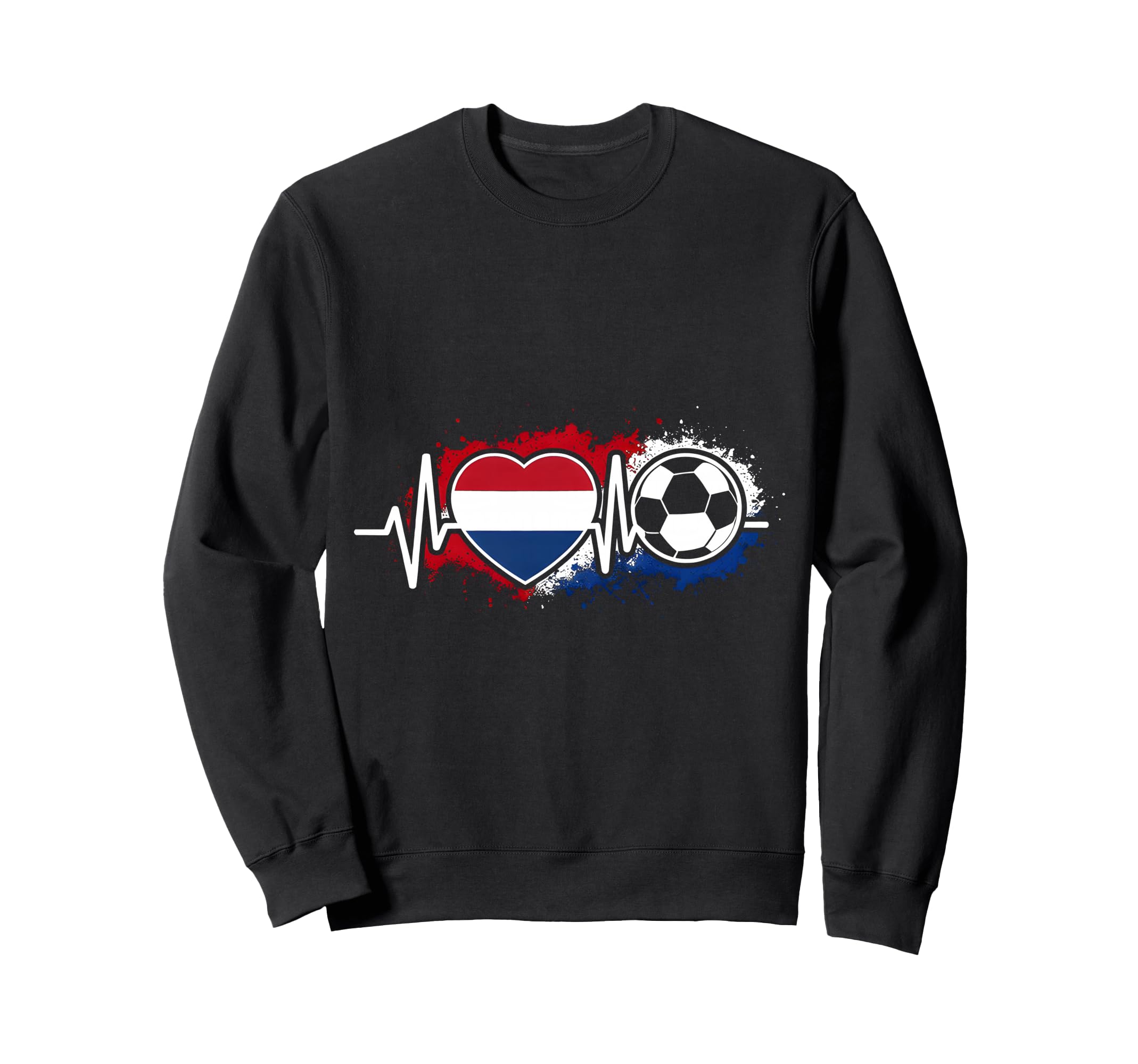 Netherlands Flag Heartbeat Football Sweatshirt - Minimalist Print Unisex