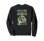 Just Who Loves Jesus And Soccer Sweatshirt - Minimalist Print Unisex