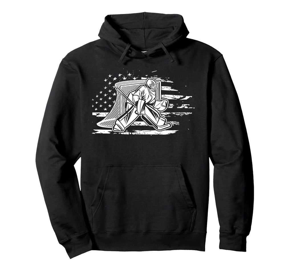 Ice Hockey Goalie American Flag Hockey Hoodie - Streetwear Style Men Women