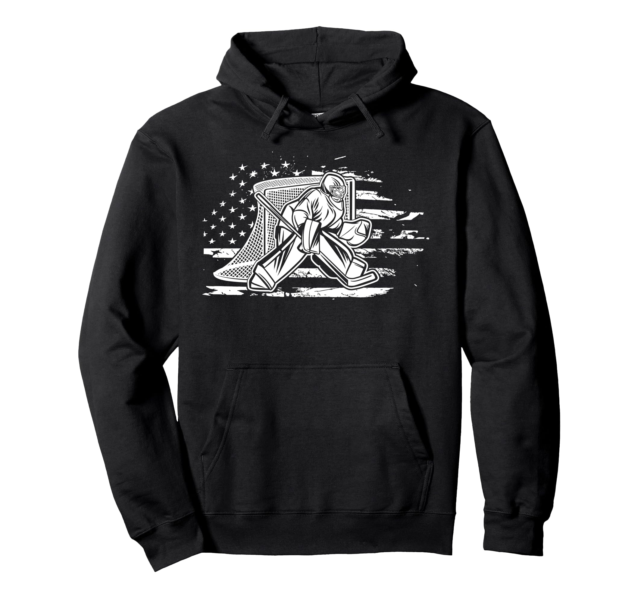 Ice Hockey Goalie American Flag Hockey Hoodie - Streetwear Style Men Women