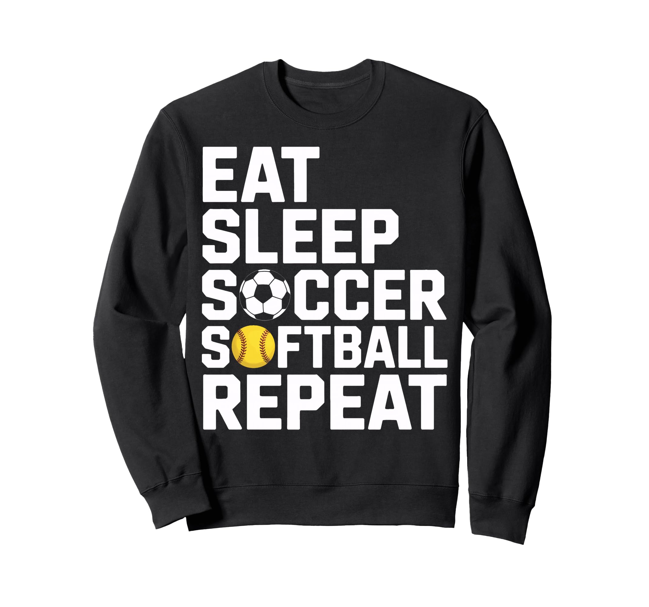 Athlete Eat Sleep Soccer Repeat Sweatshirt - Graphic Print for Adults