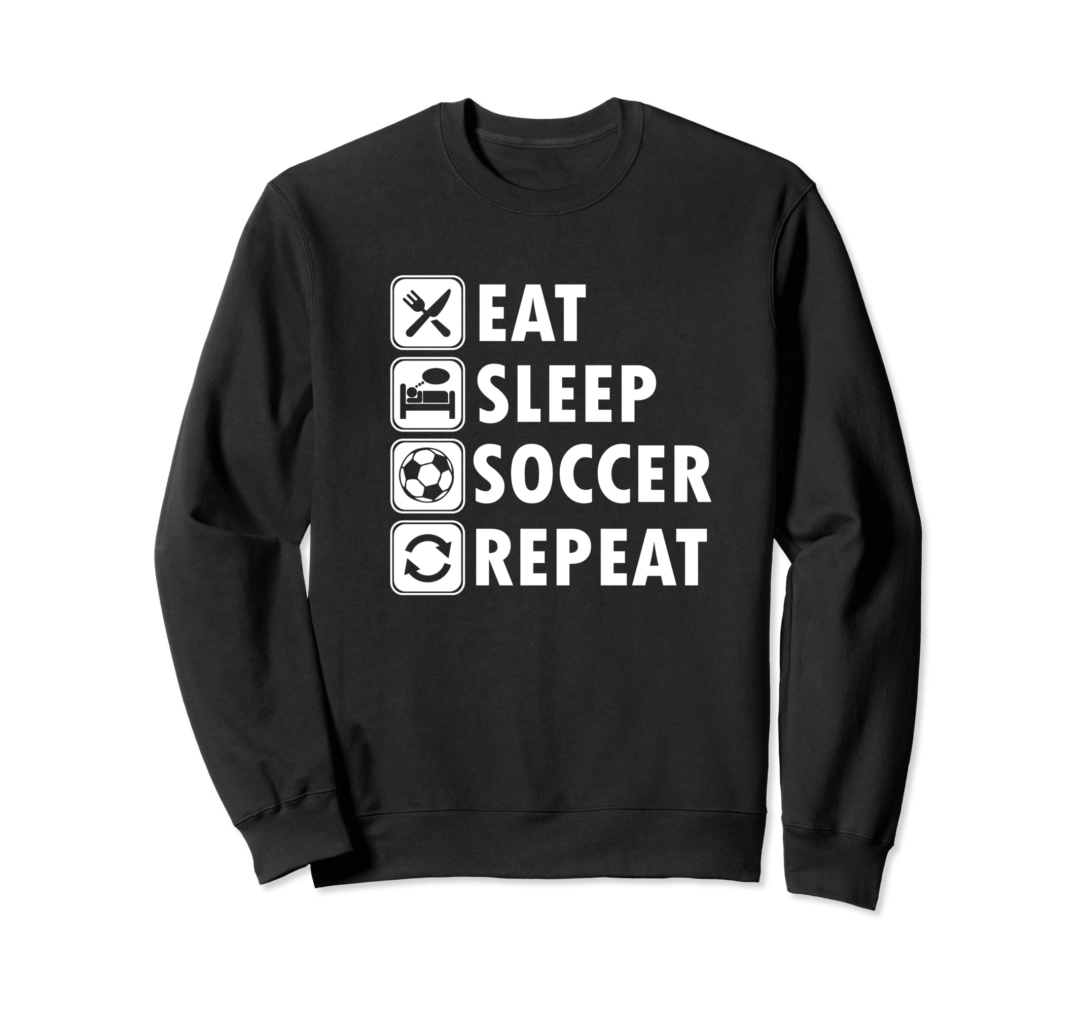 Eat Sleep Soccer Repeat Soccer Player Sweatshirt - Minimalist Print Unisex