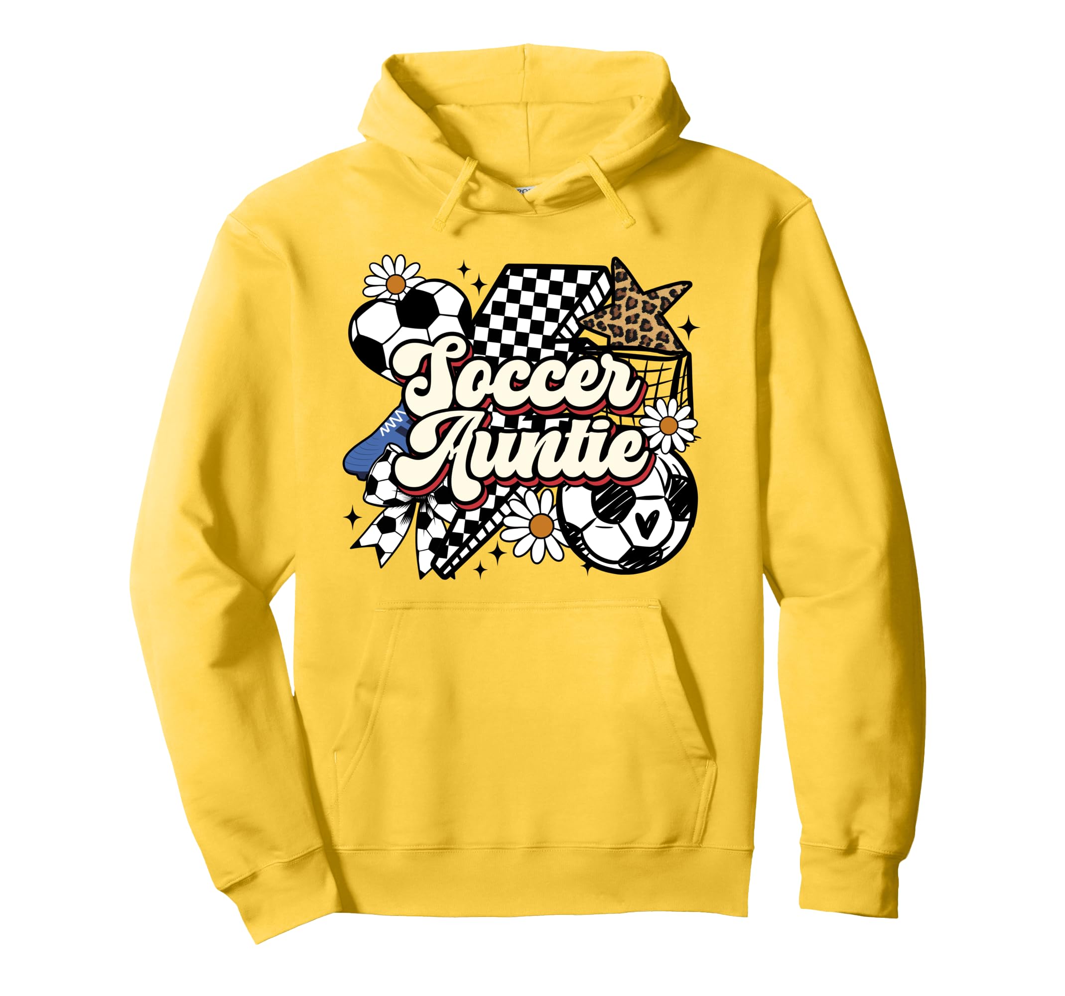 Soccer Auntie Funny Leopard Soccer Aunt Hoodie - Novelty Apparel Men Women