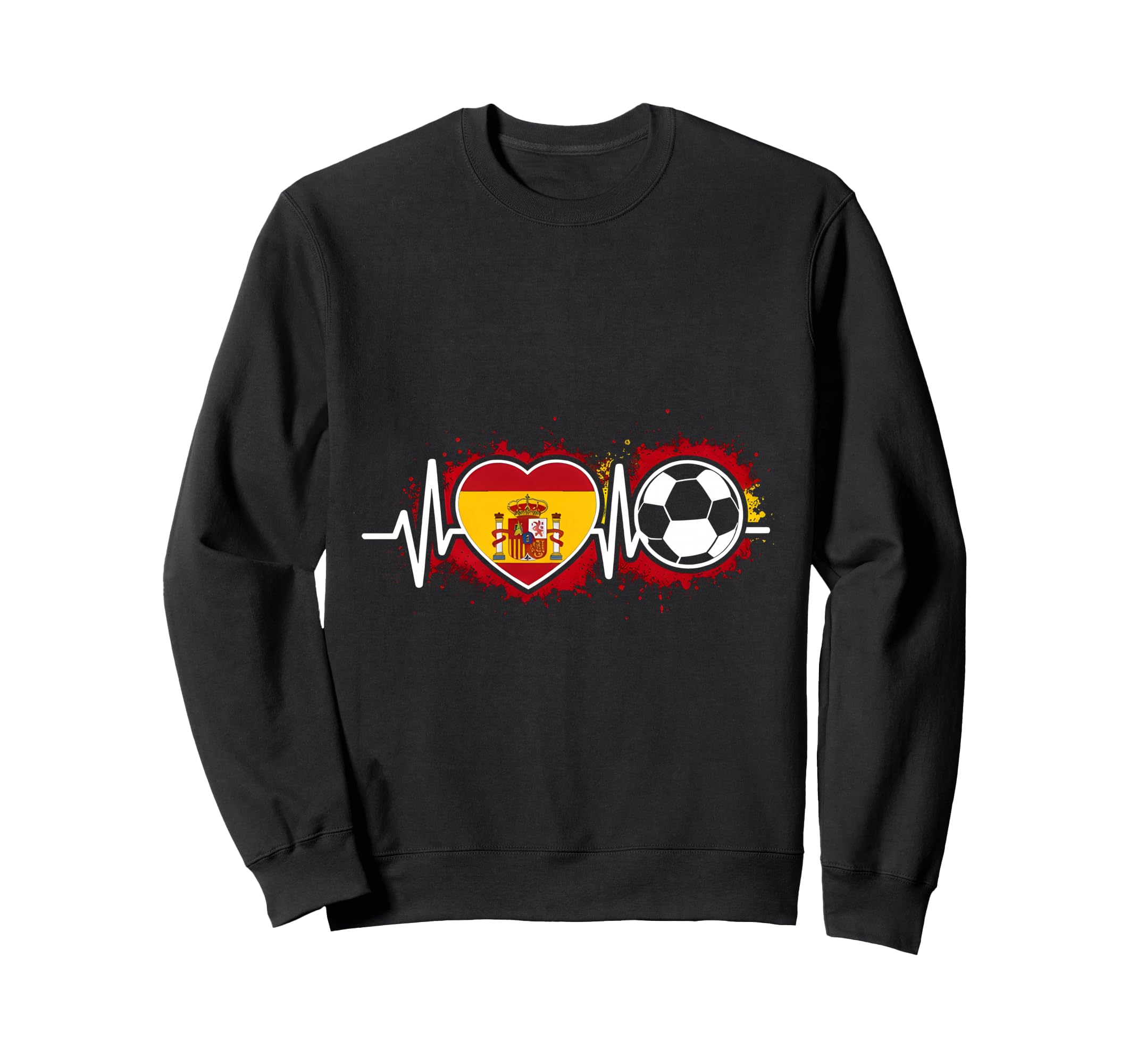 Spanish Football Heartbeat Spain Sweatshirt - Fun Novelty Design Men Women