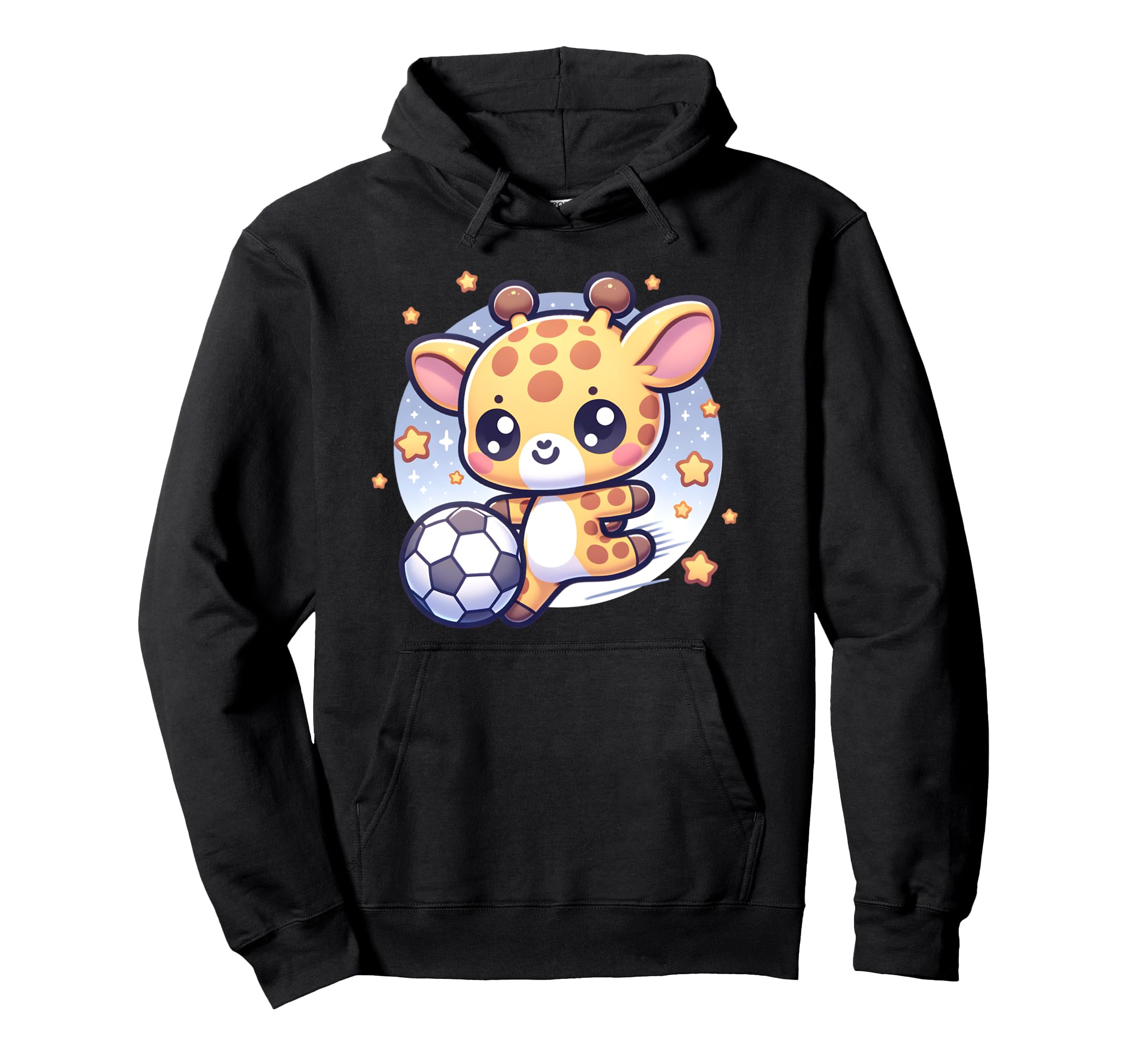 Giraffe Soccer Player Kicking Soccer Ball Hoodie - Graphic Print Unisex