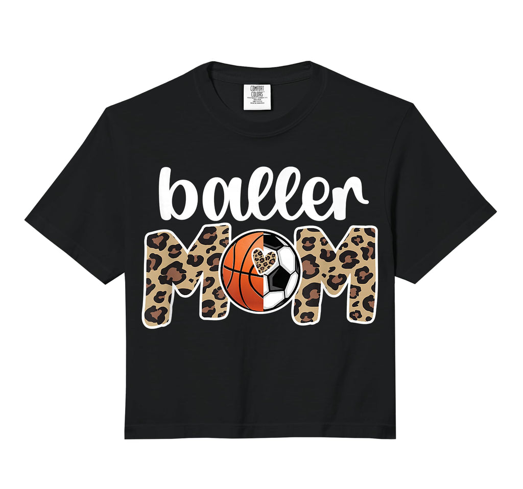 Baller Mom Proud Basketball Soccer T-Shirt - Graphic Print for Adults