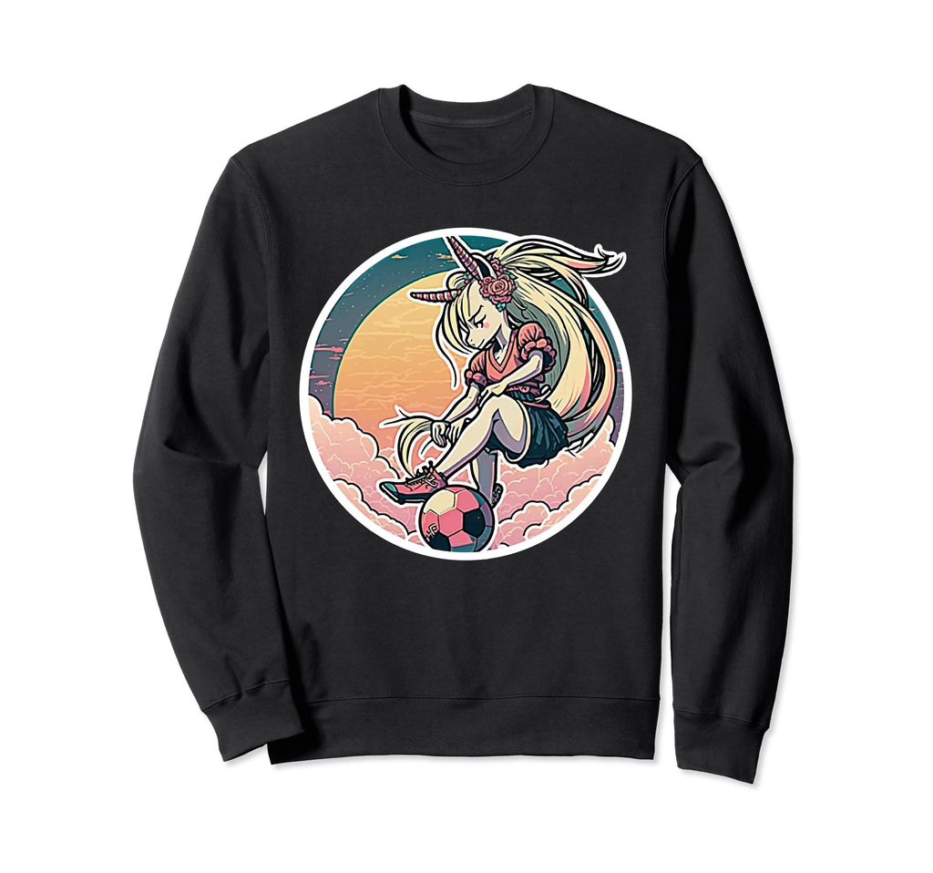 Soccer Anime Manga Unicorn Soccer Sweatshirt - Minimalist Print Men Women
