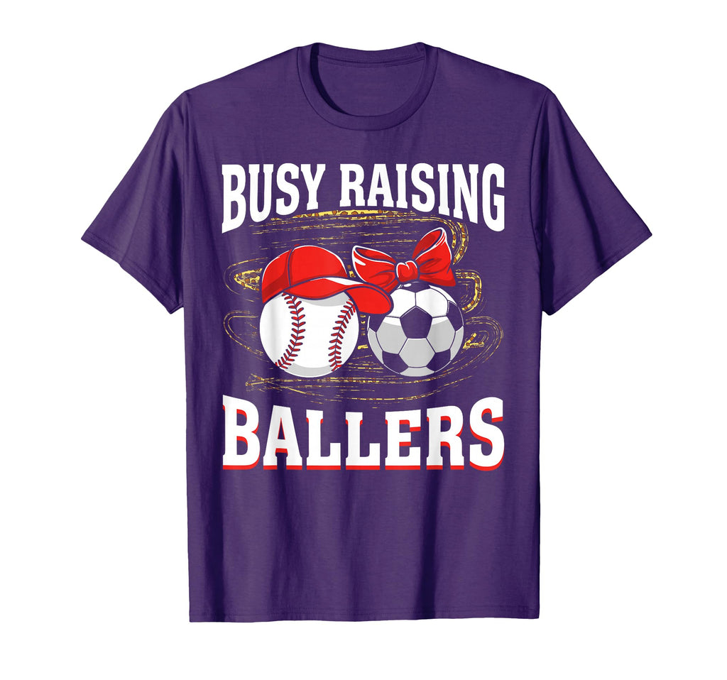 Busy Raising Ballers Baseball T-Shirt - Casual Everyday Wear for Adults