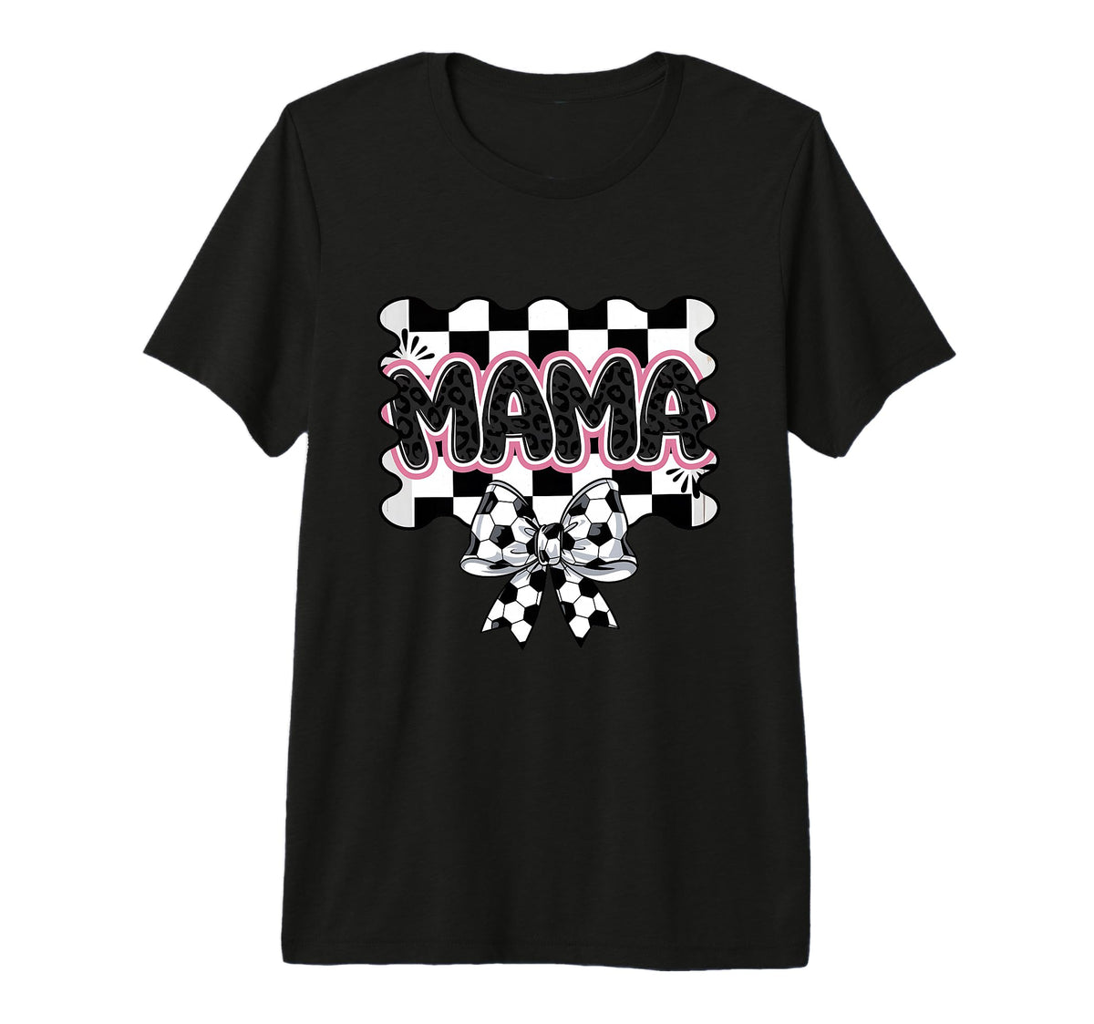 Checkered Soccer Mama Bow Leopard T-Shirt - Minimalist Print Unisex