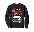 Mom Life Messy Bun Hair Soccer Sweatshirt - Minimalist Print Men Women