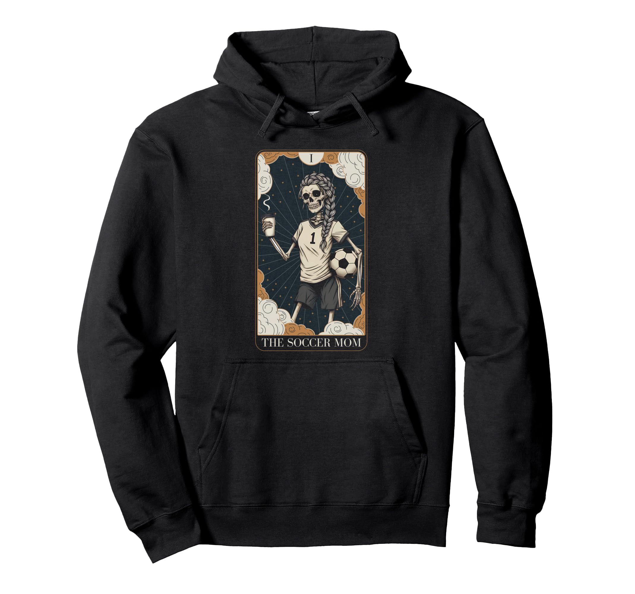 Halloween Skeleton Soccer Mom Tarot Card Hoodie - Graphic Print for Adults