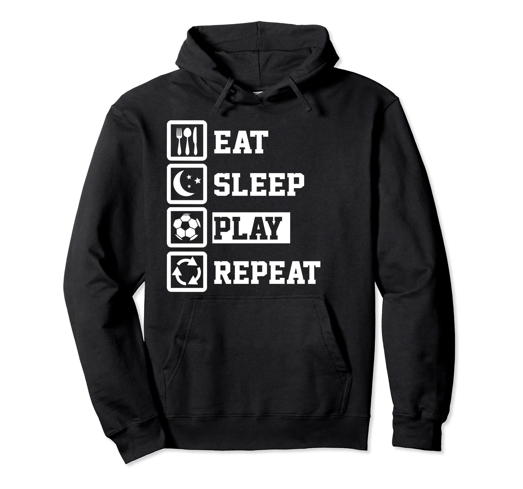 Eat Sleep Soccer Repeat Funny Soccer Hoodie - Minimalist Print Unisex
