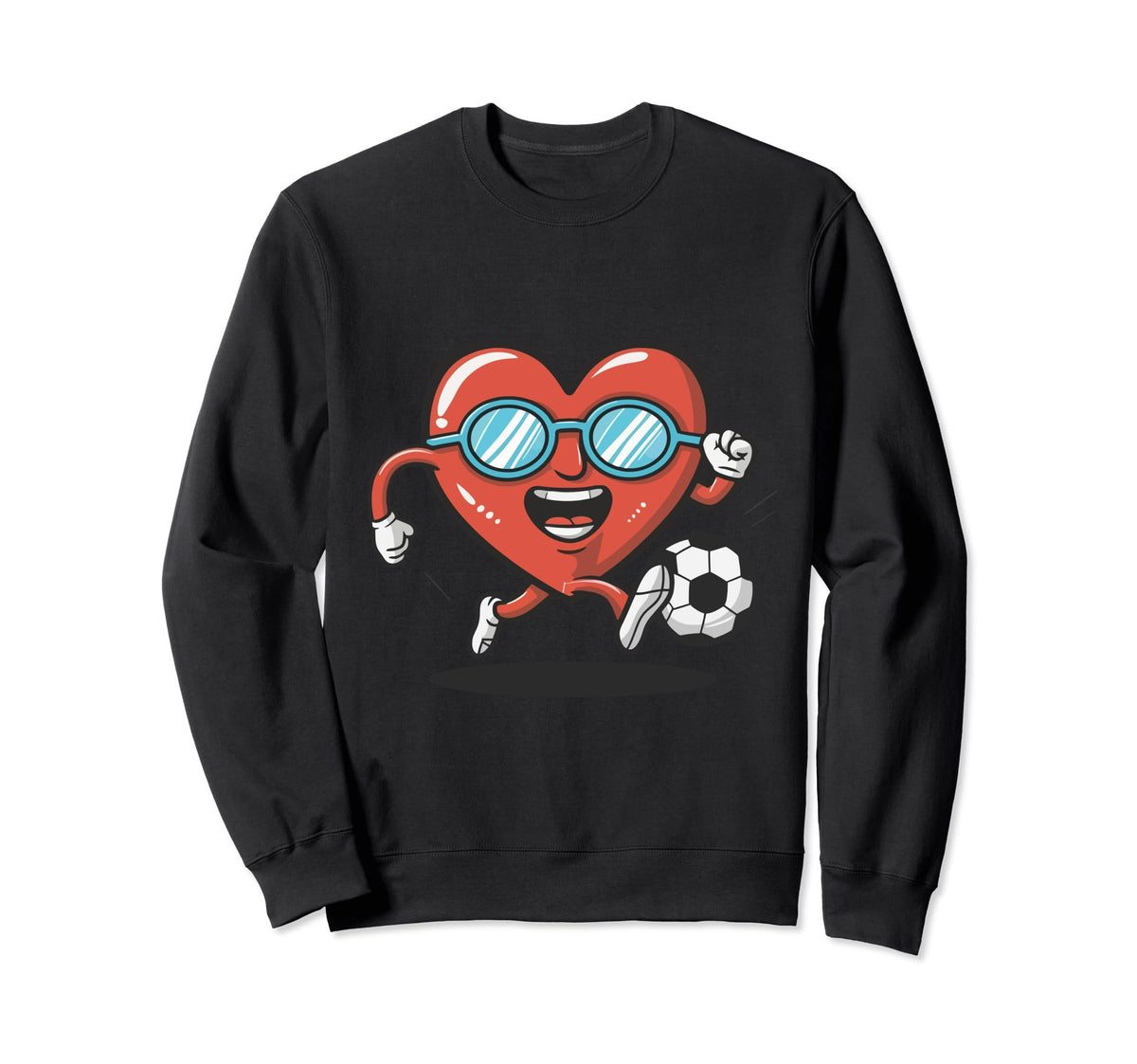 Funny Heart Playing Soccer Sweatshirt - Graphic Print for Adults