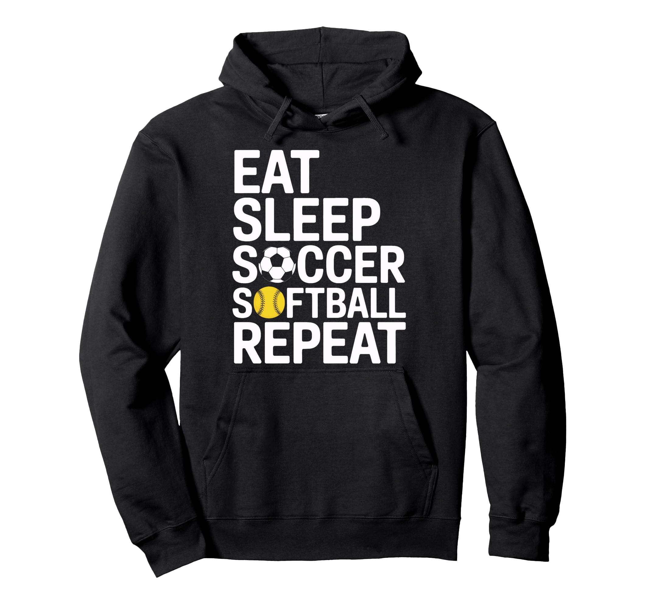 Eat Sleep Soccer Softball Repeat Hoodie - Novelty Apparel for Adults
