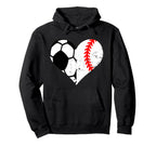 Soccer Baseball Heart Funny Soccer Baseball Hoodie - Graphic Print Unisex