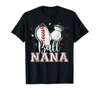 Ball Nana Baseball Soccer Heart T-Shirt - Fun Novelty Design for Adults