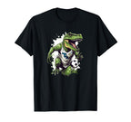 Funny Dinosaur Loves Playing Soccer T-Shirt - Trendy Graphic Unisex