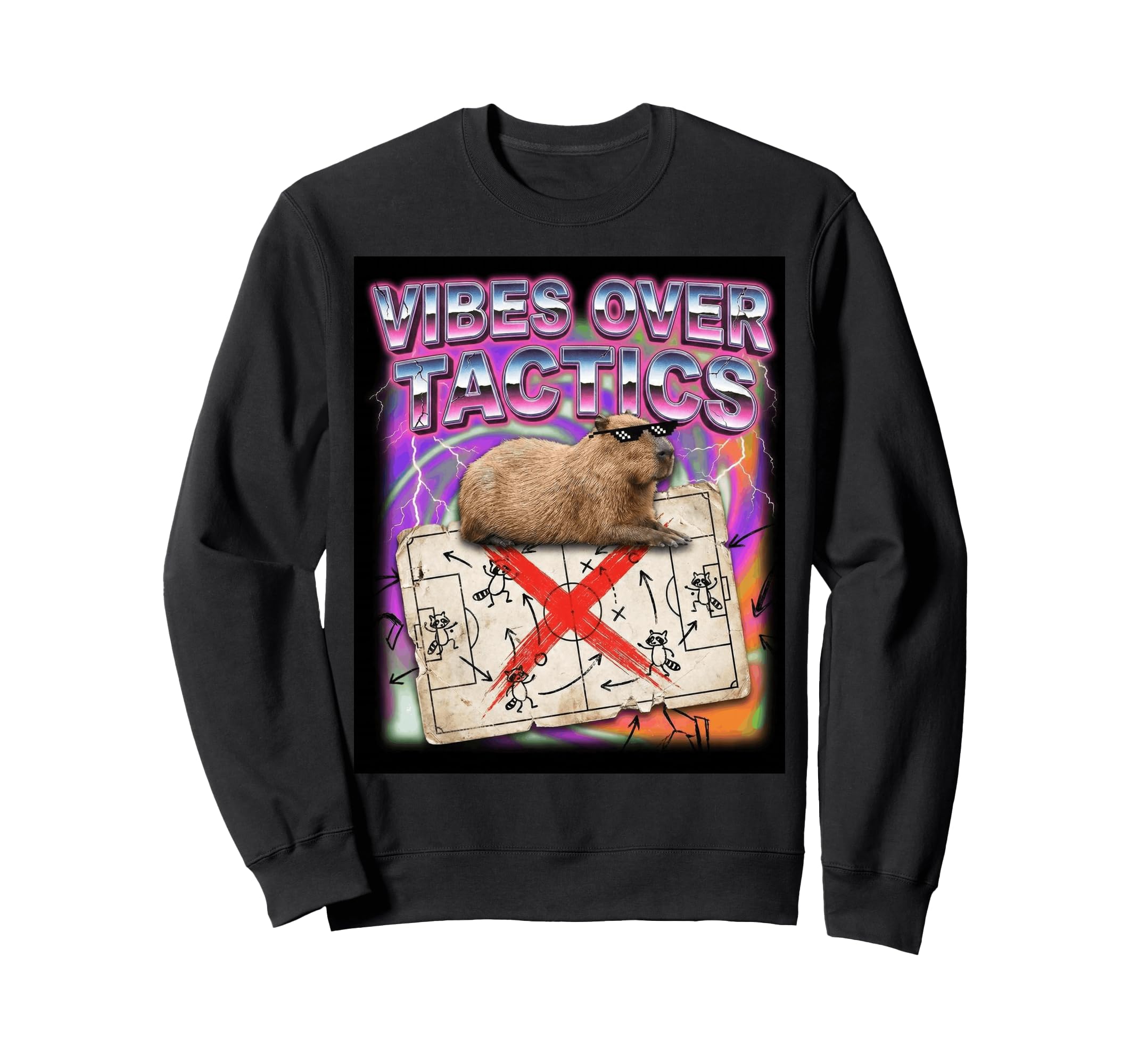 Vibes Over Tactics Meme Capybara Sweatshirt - Custom Art Print for Adults