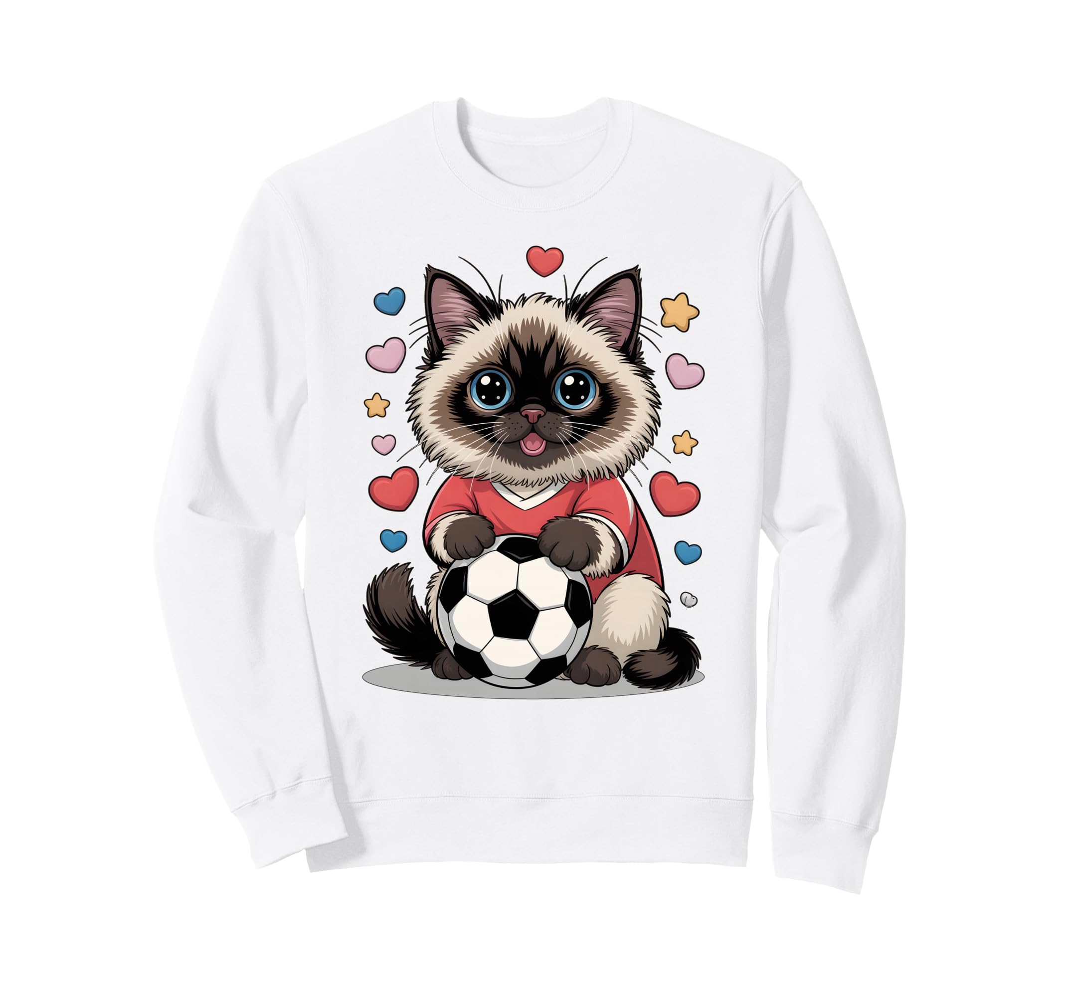 Kawaii Soccer Cat Just Who Loves Sweatshirt - Streetwear Style Unisex