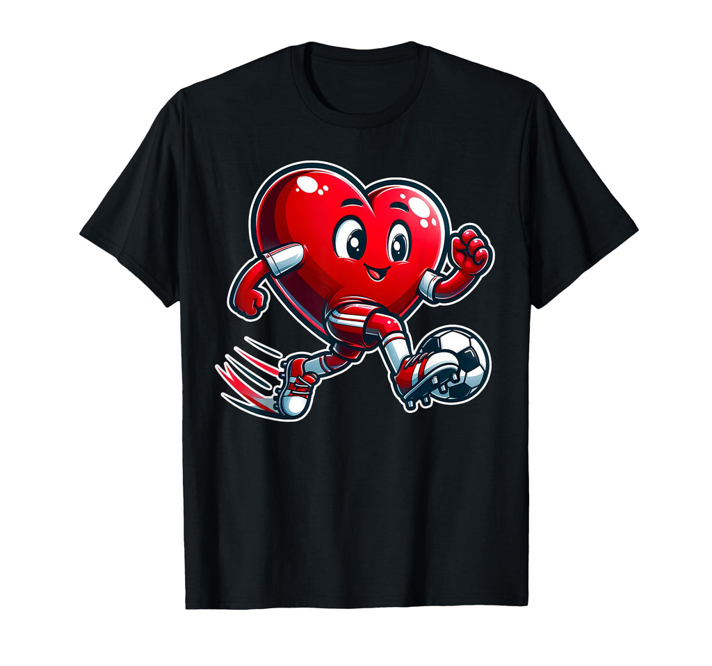 Valentines Day Soccer Player Heart T-Shirt - Fun Novelty Design Men Women