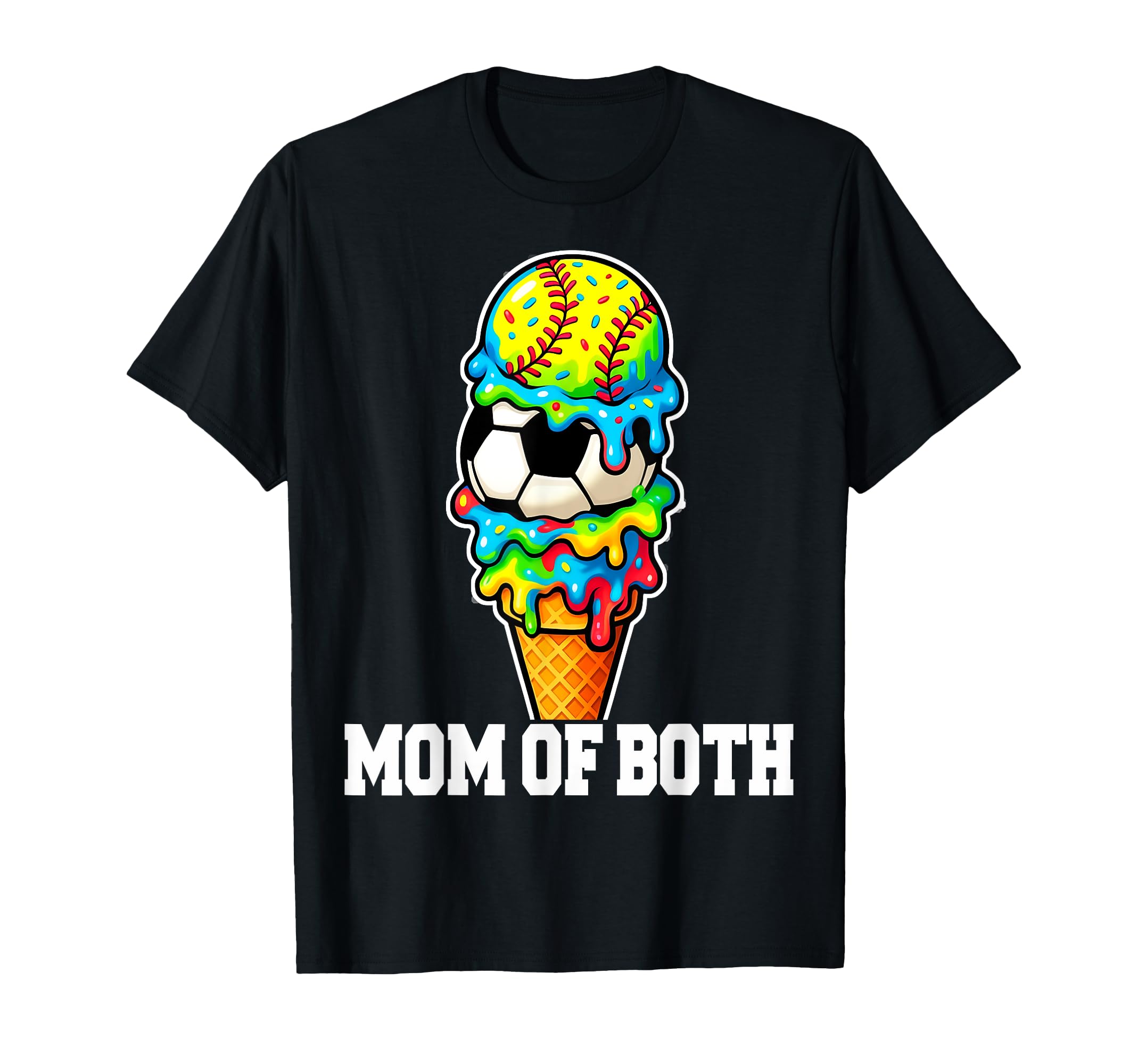 Softball Soccer Mom Ice Cream Drip T-Shirt - Novelty Apparel for Adults